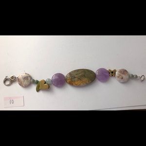 Polished bead bracelet with heart, butterfly (#10)